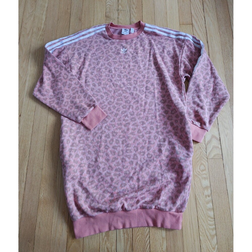 Women’s Adidas Oversized Sweatshirt XL Pink Leopard Print Pullover